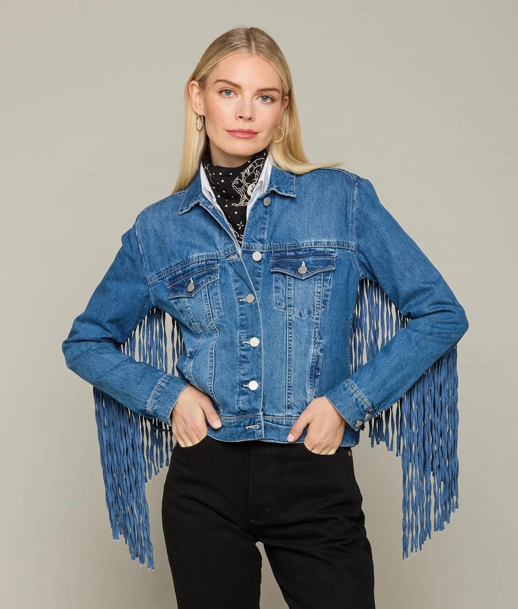 Denim Fringe Jacket :: Denim