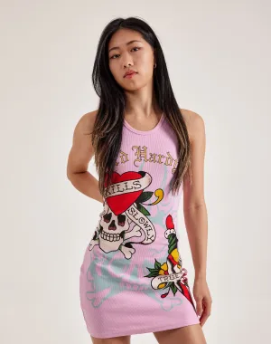 Ed Hardy Retro Flash Ribbed Tank Dress