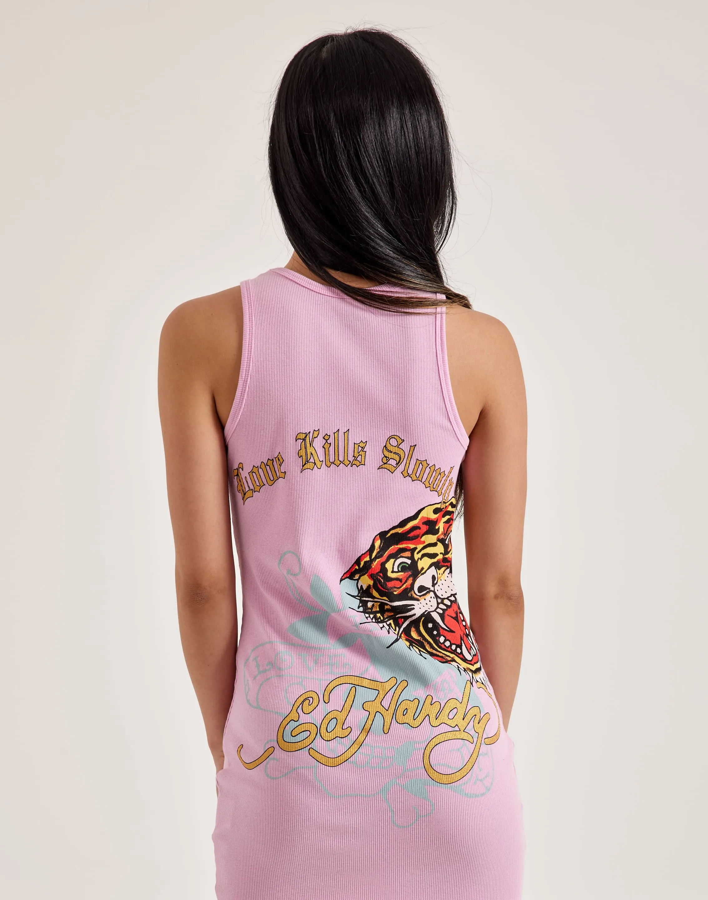 Ed Hardy Retro Flash Ribbed Tank Dress