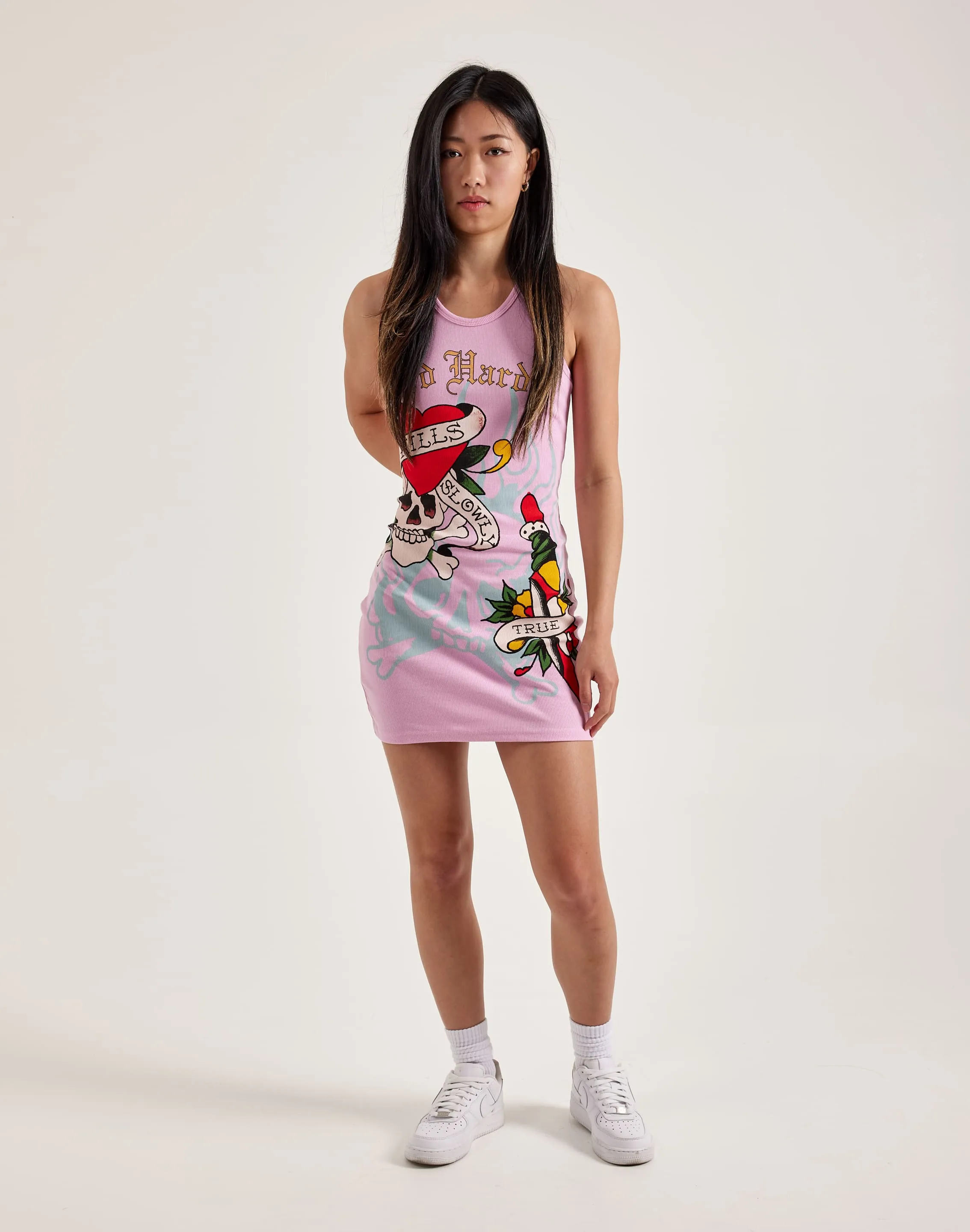 Ed Hardy Retro Flash Ribbed Tank Dress