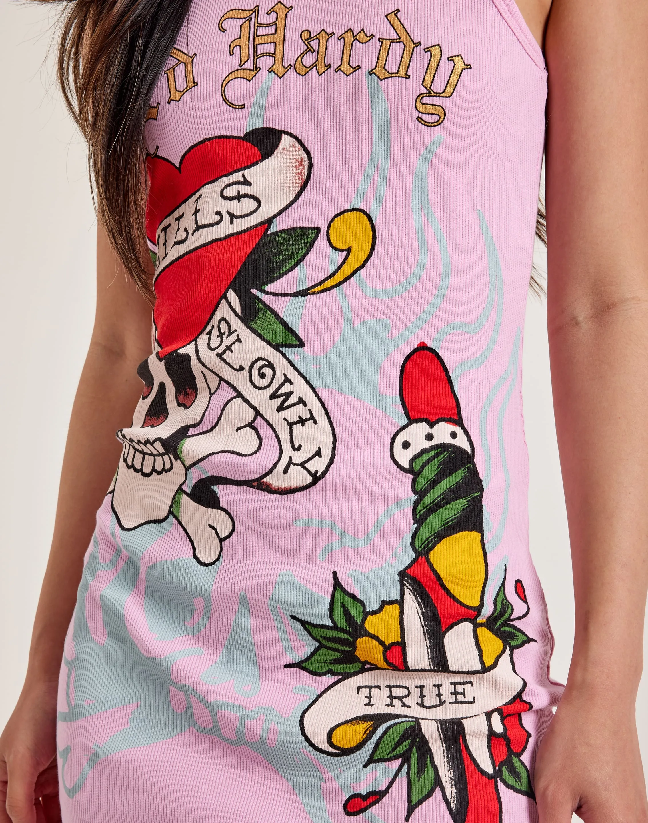 Ed Hardy Retro Flash Ribbed Tank Dress