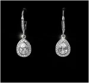 Emily Petite Pear Halo Drop Earrings | 2.5ct