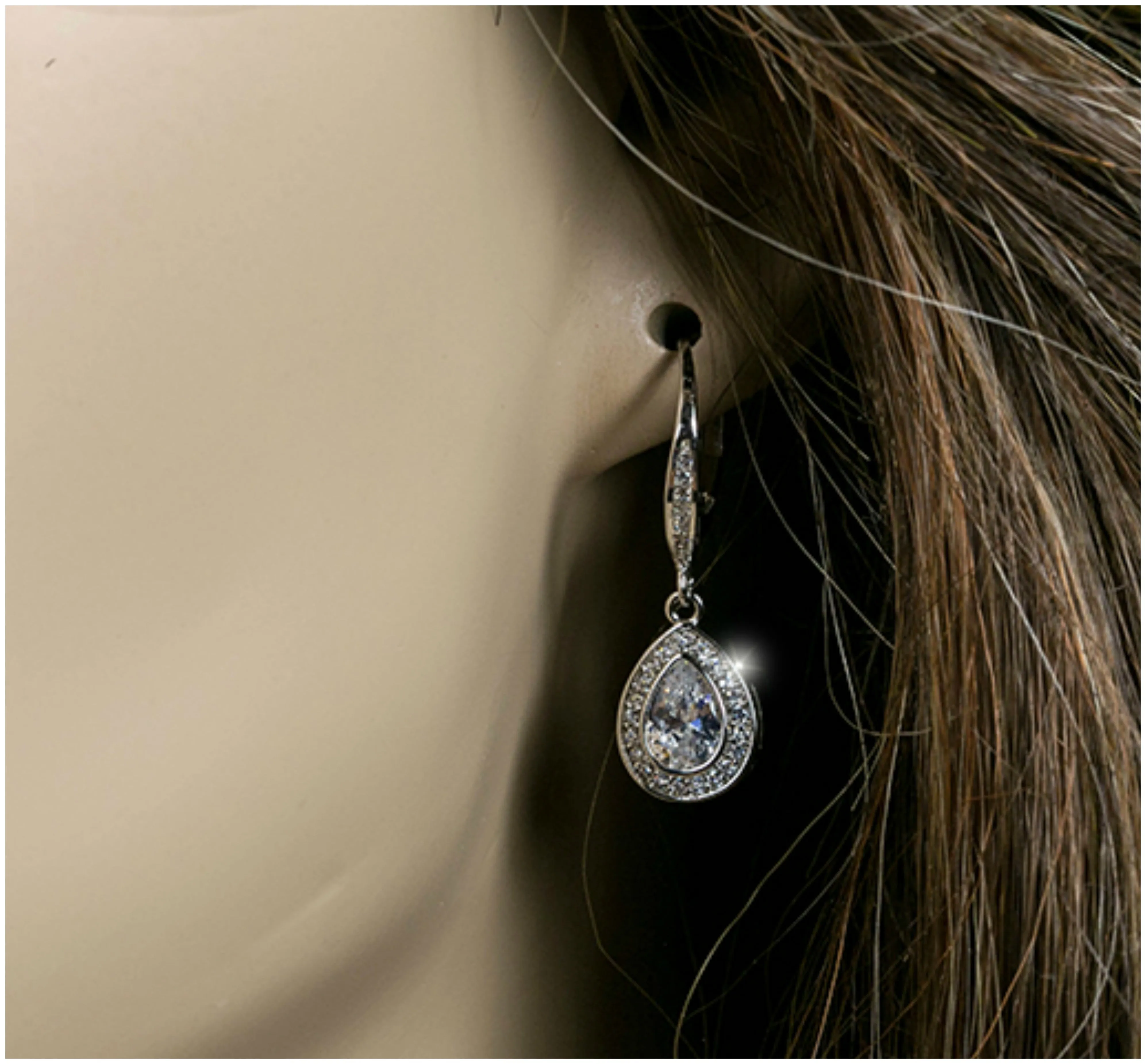 Emily Petite Pear Halo Drop Earrings | 2.5ct