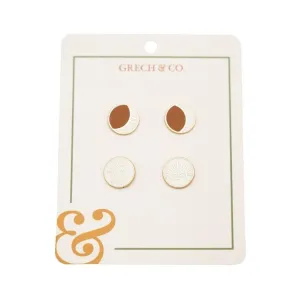 Enamel Earring-Kids set of 2 pairs - Moon Sun