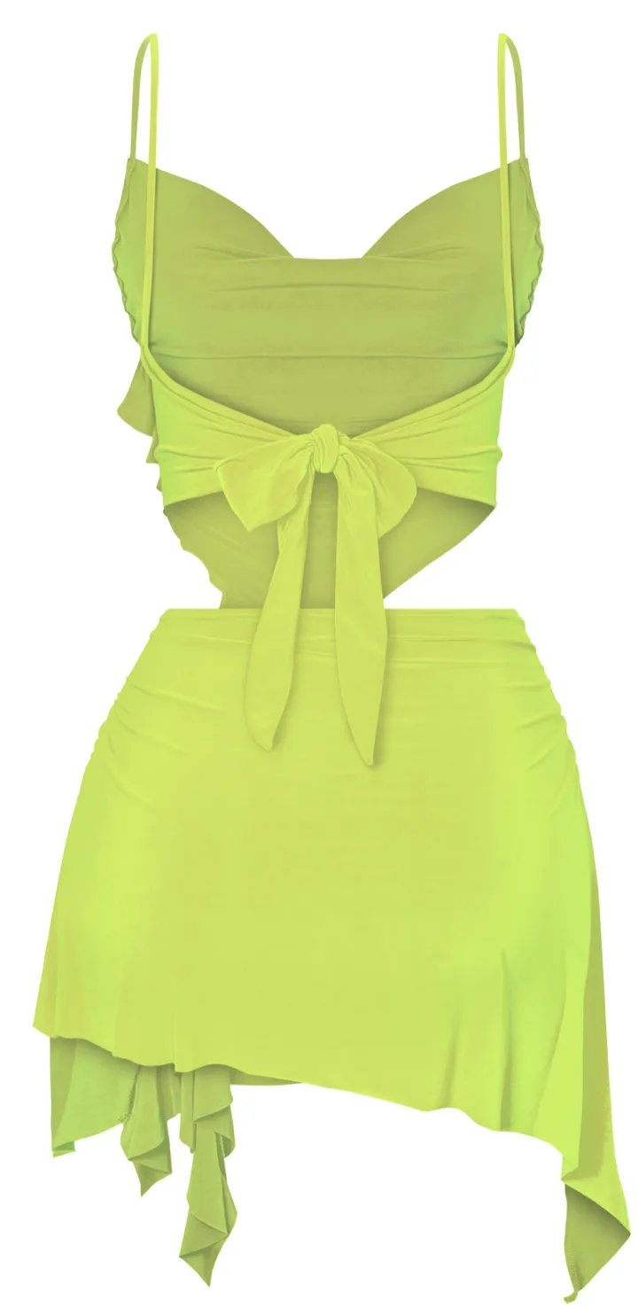 Euphoria Mini Skirt Set (Lime Green)