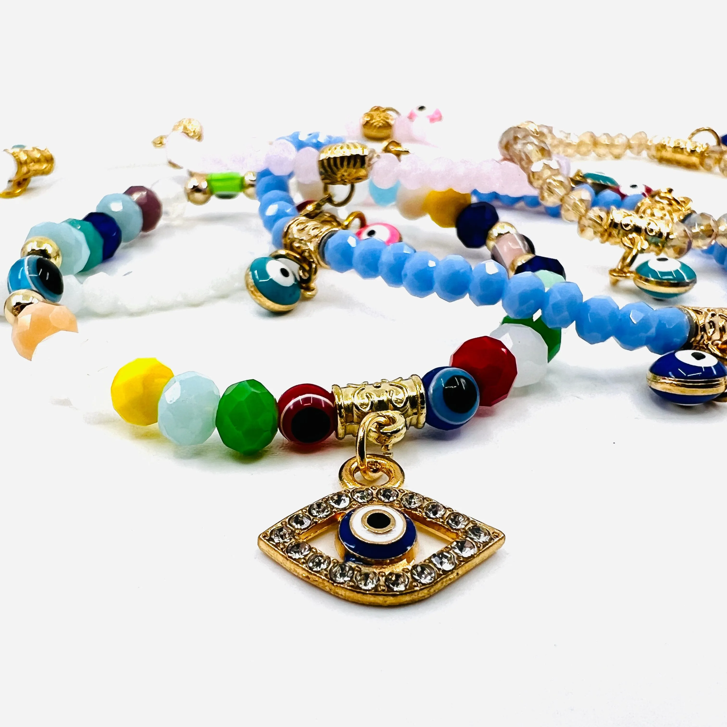 Evil Eye Charm Bracelet Set