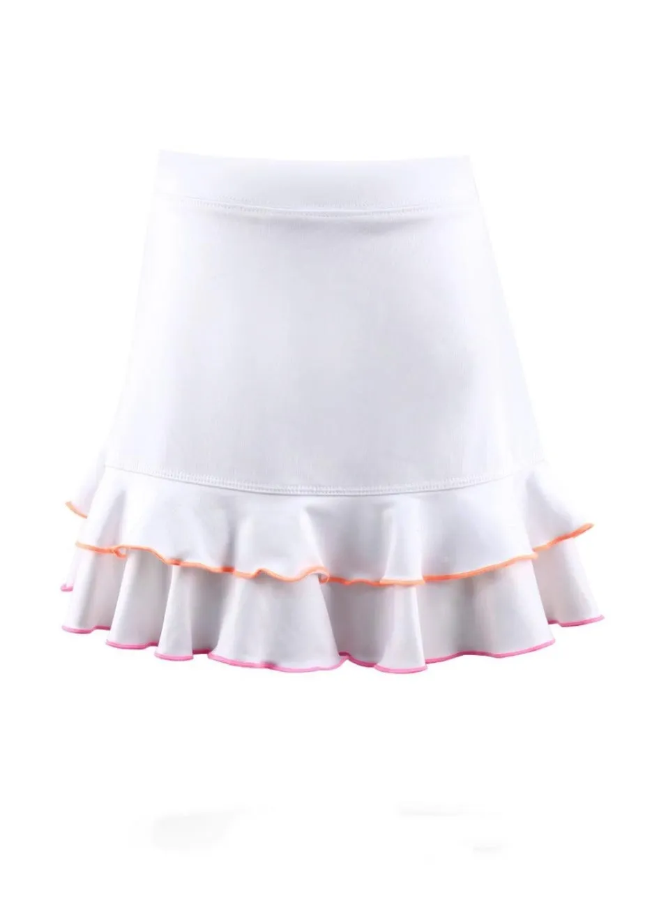 Flamingo Beach White Ruffle Skirt