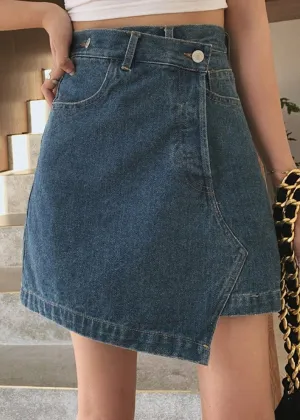 Folded Over envelope mini denim skirt