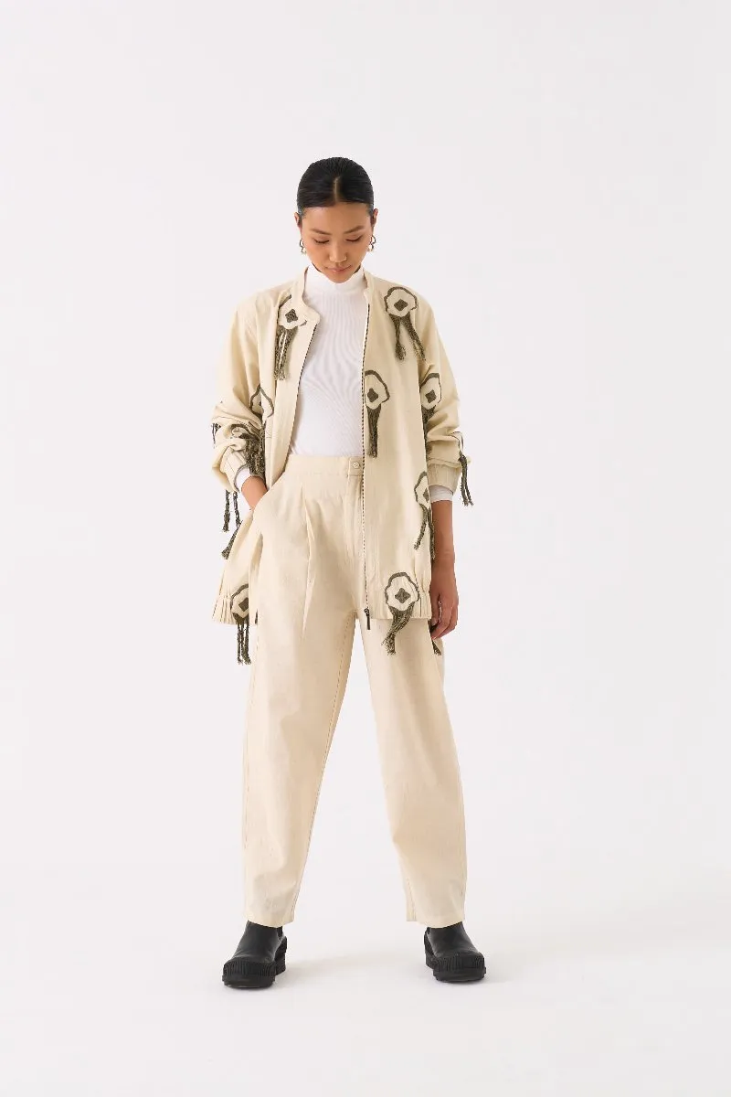 Fringe Bomber Jacket Co ord Set of 2 Ivory