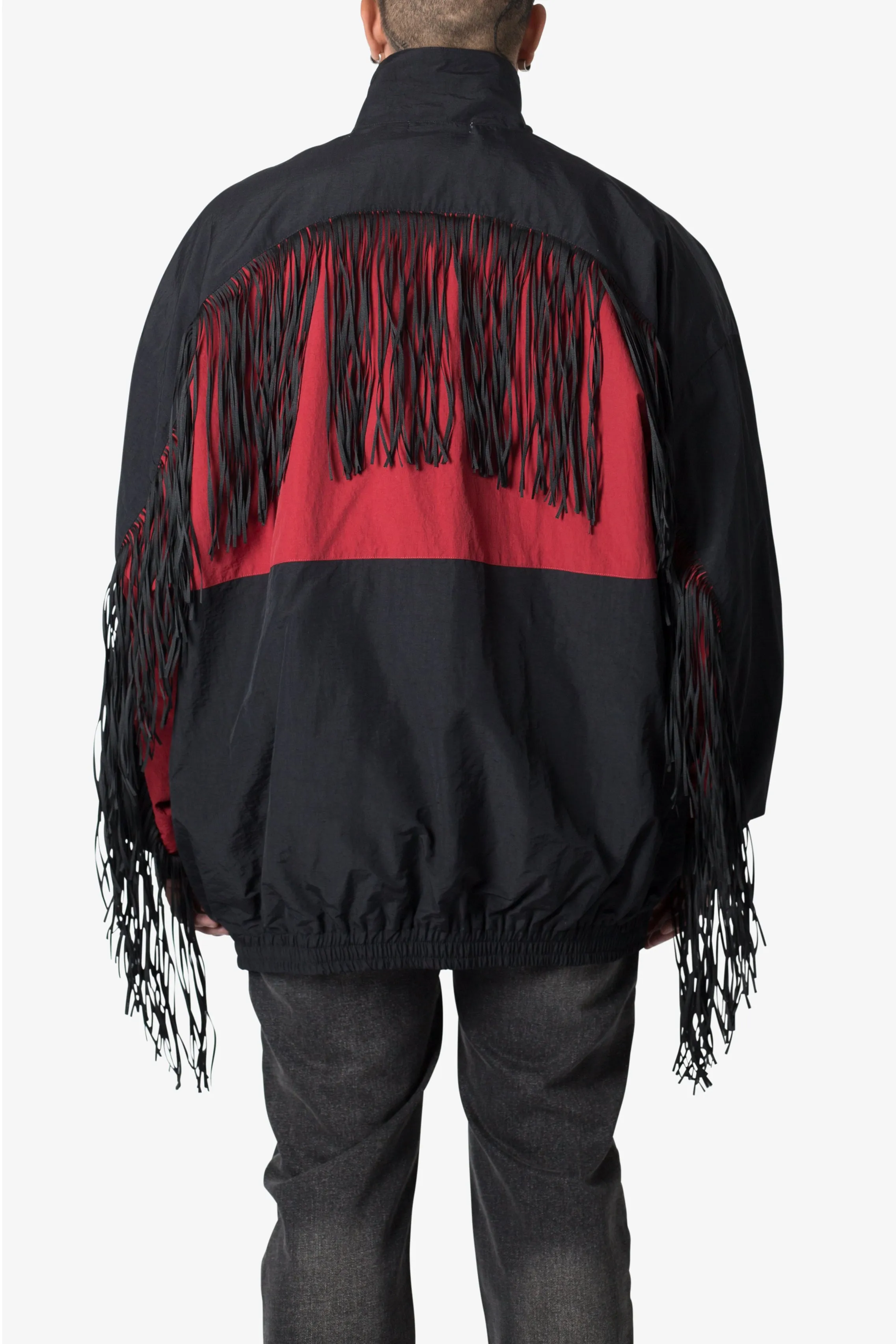 Fringe Nylon Track Jacket - Red/Black