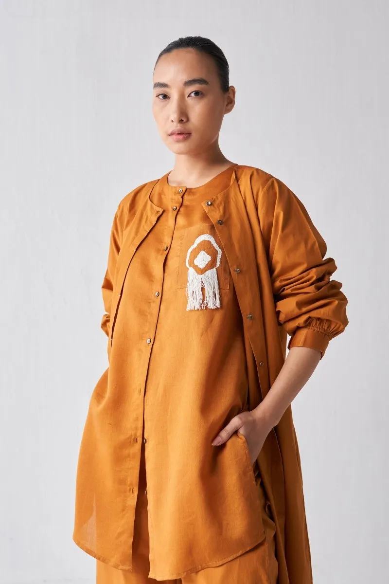 Fringe Shirt Co ord - Rust