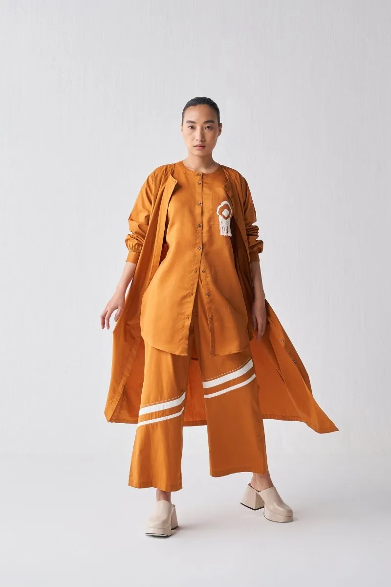 Fringe Shirt Co ord - Rust