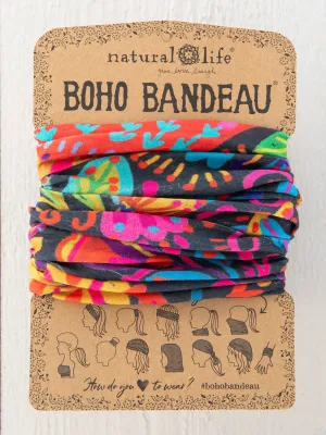 Full Boho Bandeau® Headband - Charcoal Multi Folk Flower