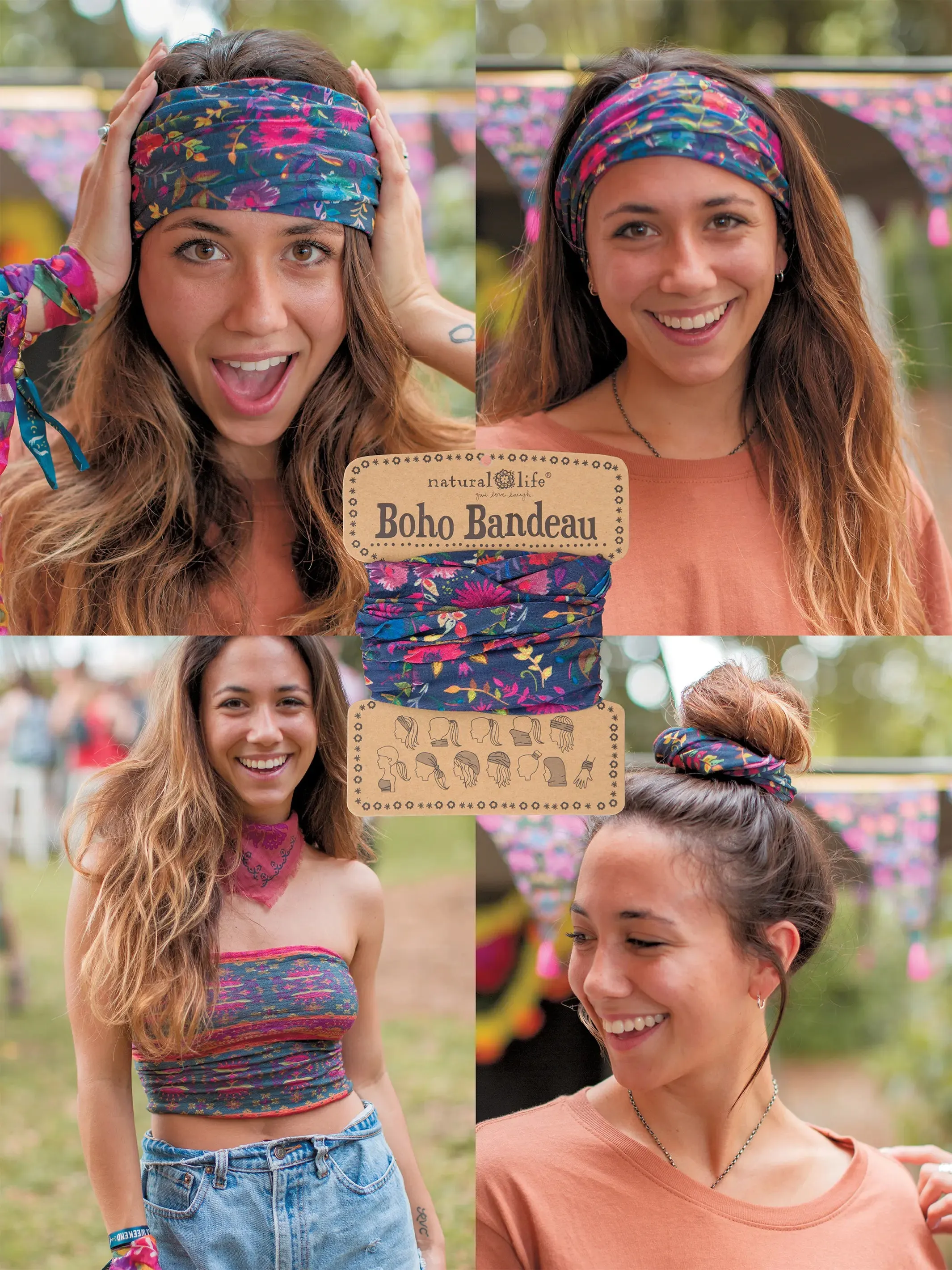 Full Boho Bandeau® Headband - Navy Wildflowers