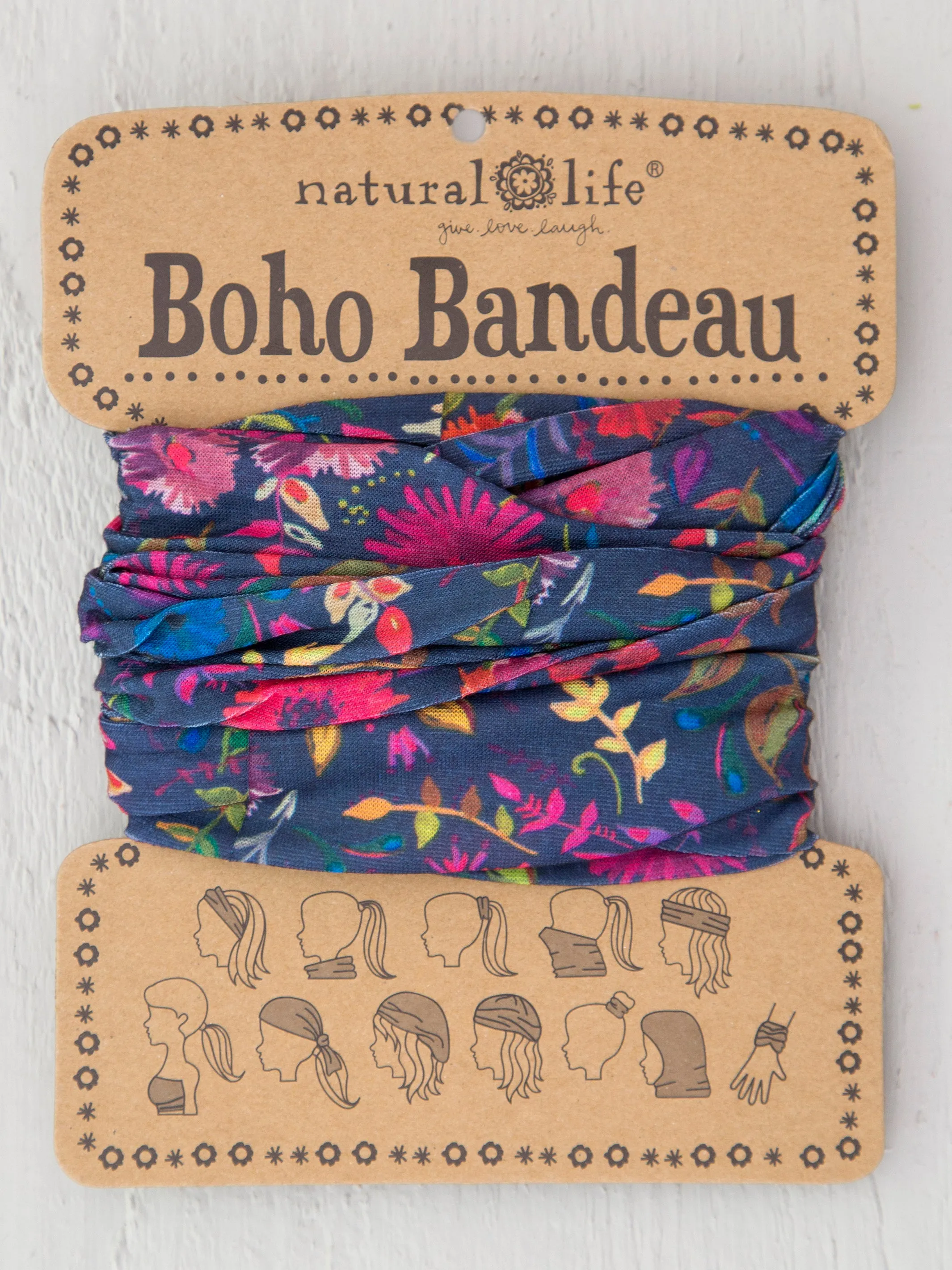 Full Boho Bandeau® Headband - Navy Wildflowers