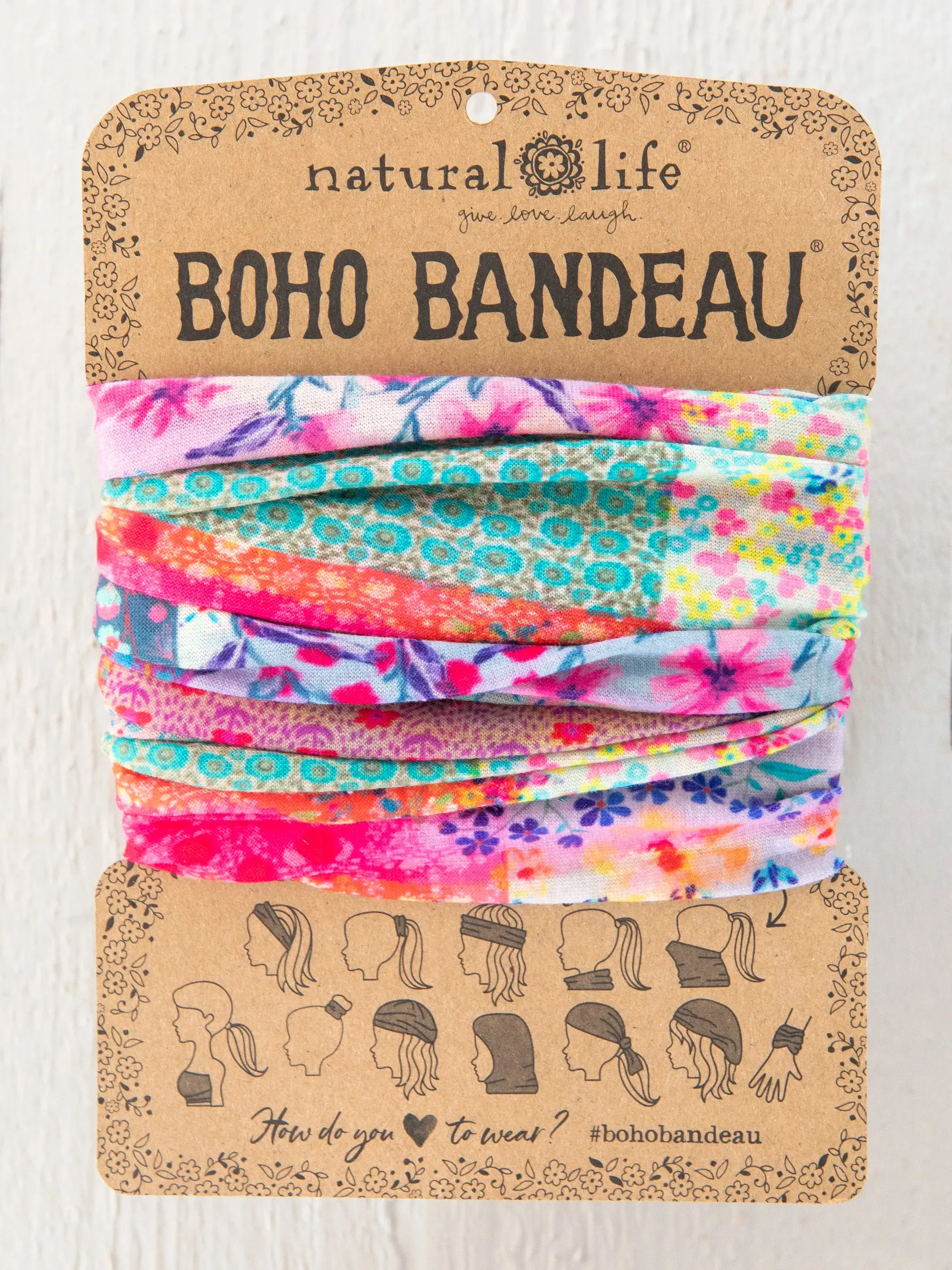 Full Boho Bandeau® Headband - Pink Watercolor Patchwork