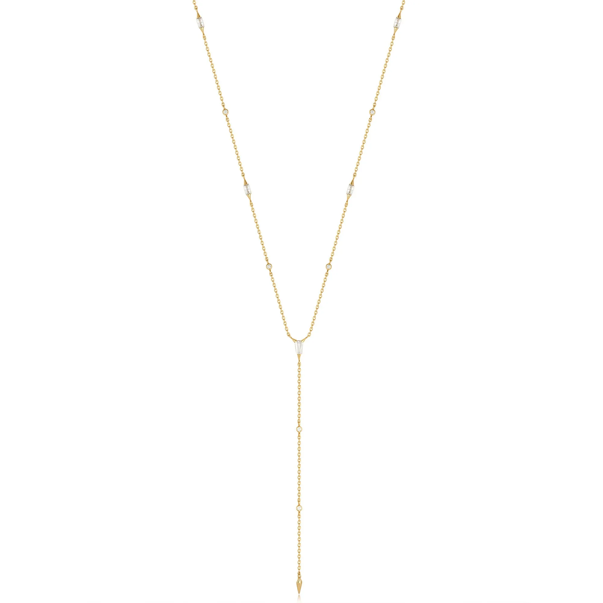 Gold Sparkle Point Y Necklace