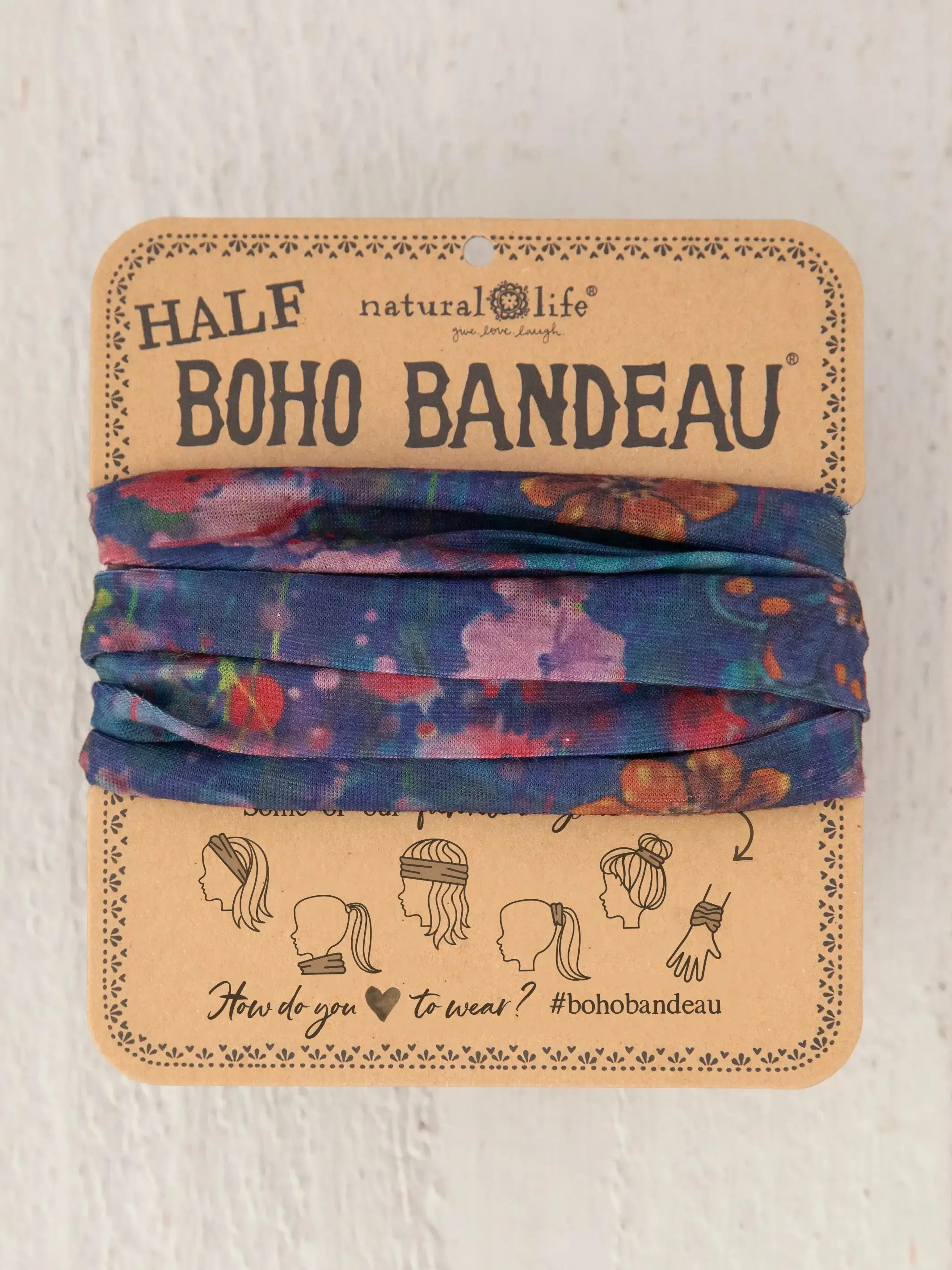 Half Boho Bandeau® Headband - Watercolor Indigo Floral