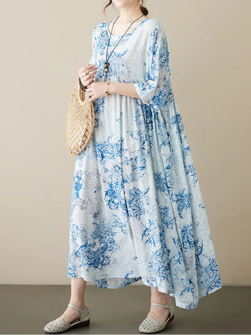 Highest Hopes Women's Cotton Floral Smock Dress