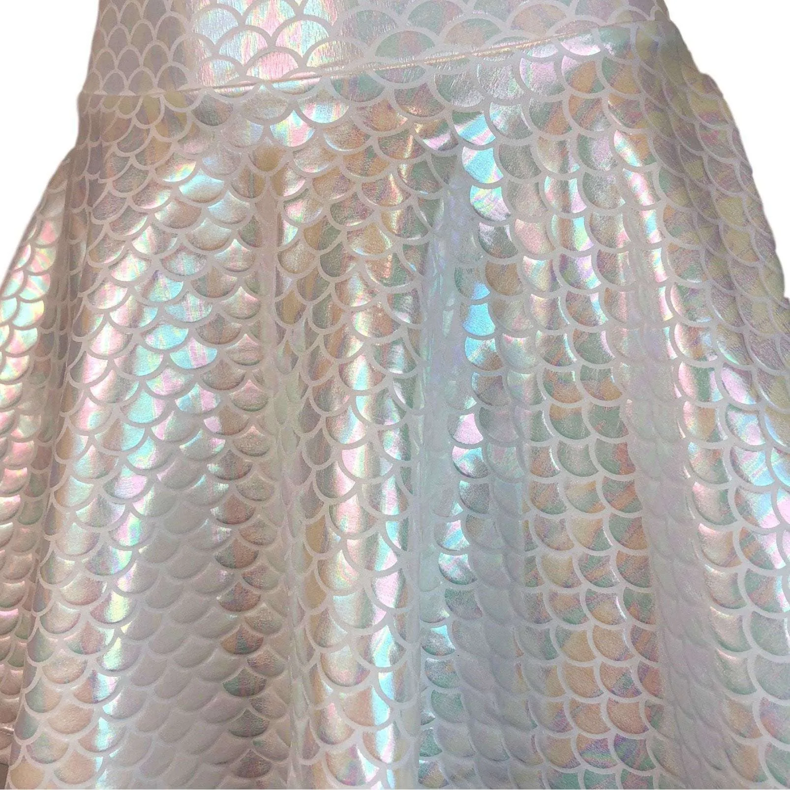 Iridescent White Mermaid Skirt or Dragon Scales Skater Skirt