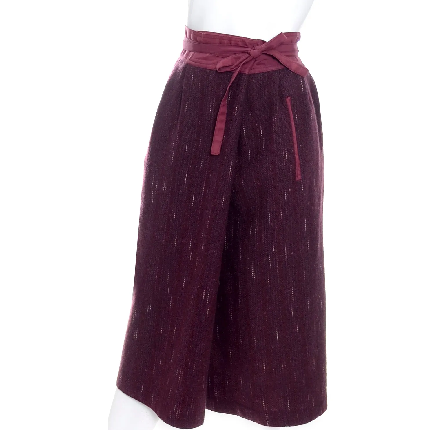 Kenzo Rare "Jap" Label Unique Burgundy Wool Wrap Style Skirt