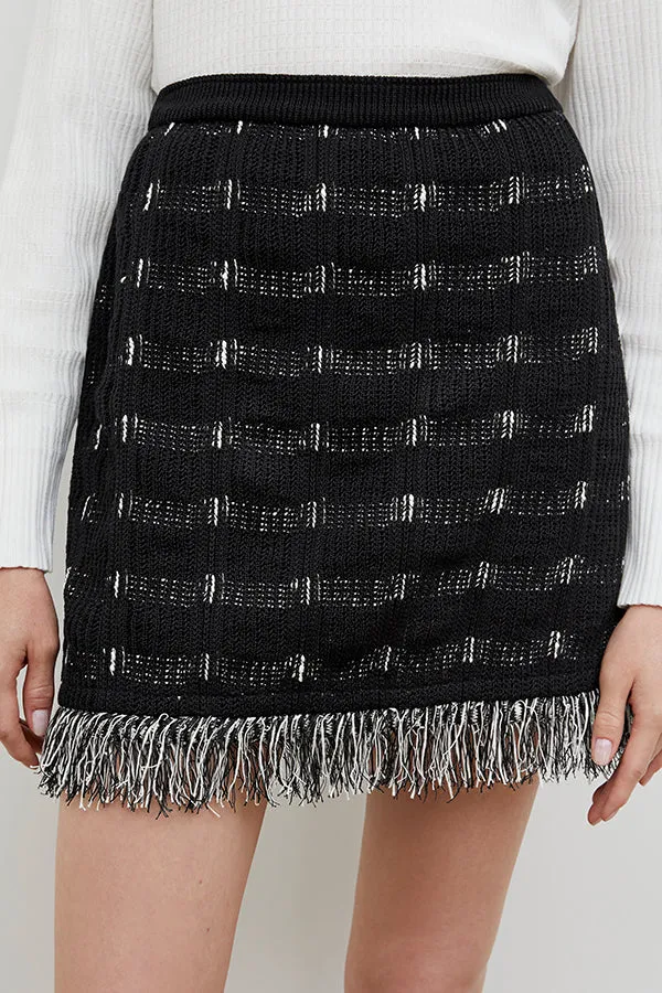 Krista Skirt - Linear Interweave :: Black / White