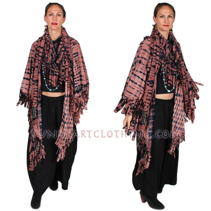 Last One! Sunheart Malibu Batik Fringe Ruana Jacket Hippie Chic Plus Resort Wear Artisan