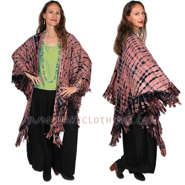 Last One! Sunheart Malibu Batik Fringe Ruana Jacket Hippie Chic Plus Resort Wear Artisan