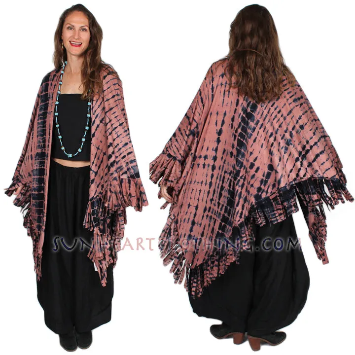 Last One! Sunheart Malibu Batik Fringe Ruana Jacket Hippie Chic Plus Resort Wear Artisan