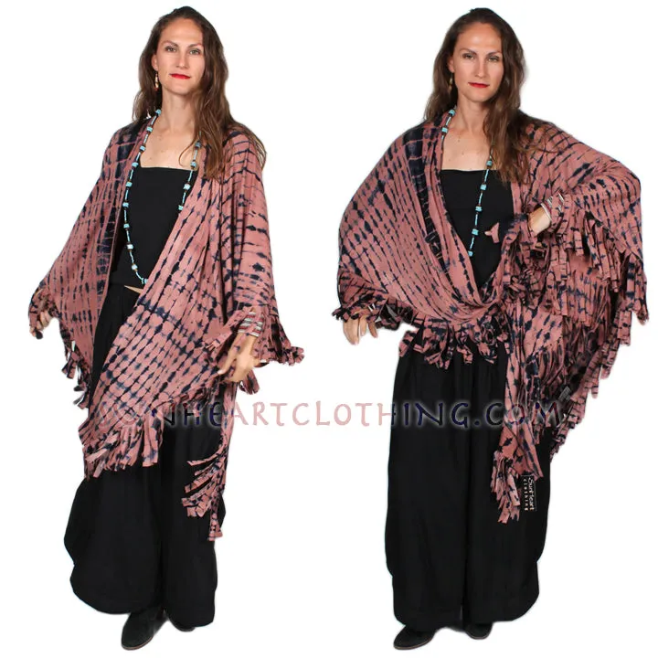 Last One! Sunheart Malibu Batik Fringe Ruana Jacket Hippie Chic Plus Resort Wear Artisan