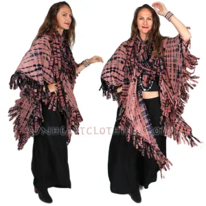 Last One! Sunheart Malibu Batik Fringe Ruana Jacket Hippie Chic Plus Resort Wear Artisan