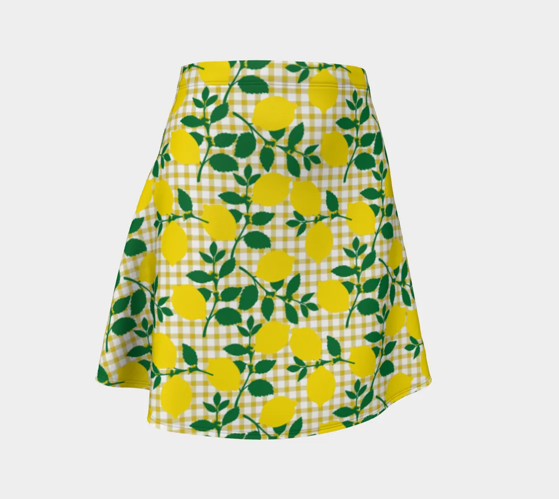 Lemon and Gingham Flare Skirt