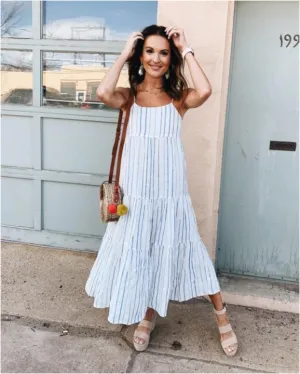 Lights Down Low Tiered Tassel Midi Dress