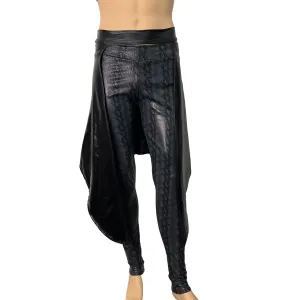 Long Cape Skirt - Black Metallic - Unisex Men/Women Open-Front Skirt