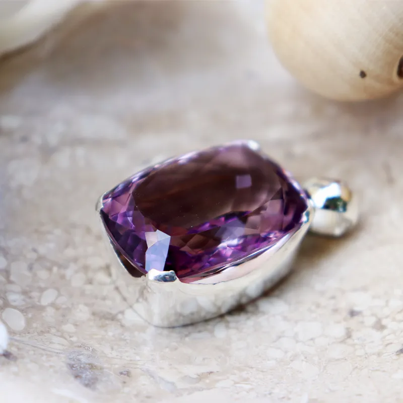 Lopaz Amethyst Rectangle Statement Pendant