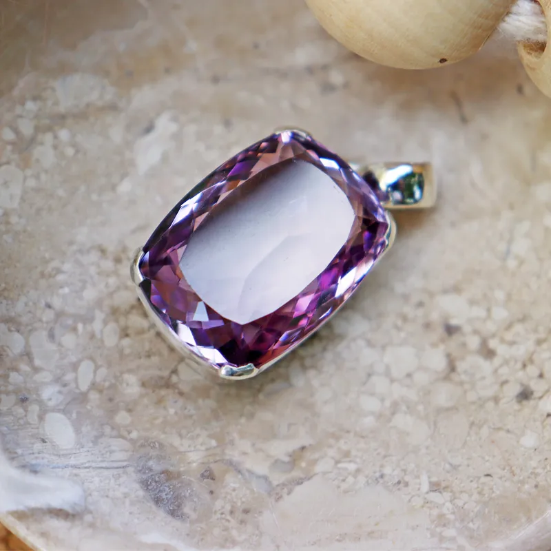 Lopaz Amethyst Rectangle Statement Pendant