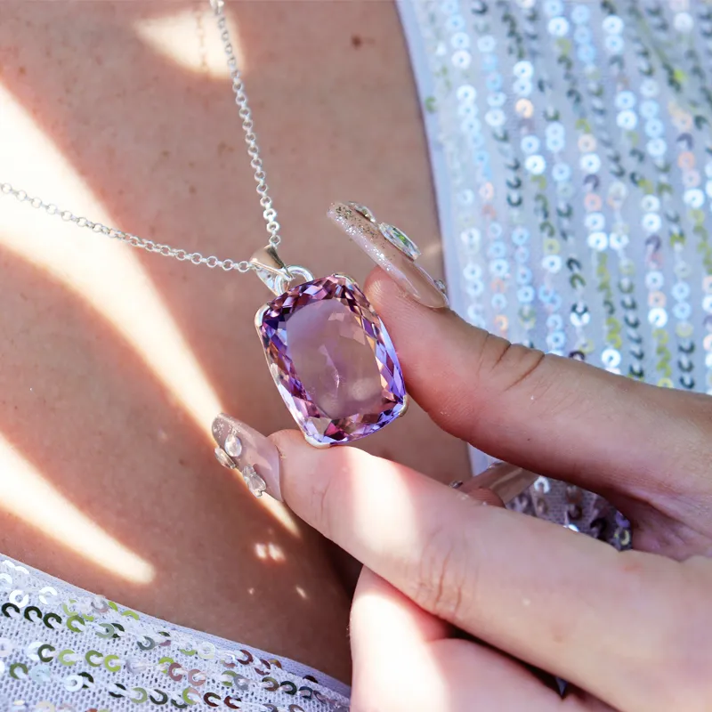 Lopaz Amethyst Rectangle Statement Pendant