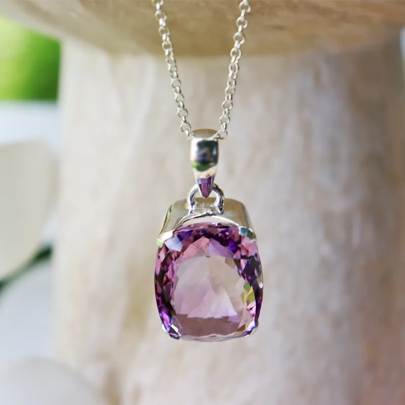 Lopaz Amethyst Rectangle Statement Pendant