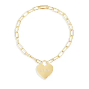 LOVE Locket Chain Necklace - Yellow Silver