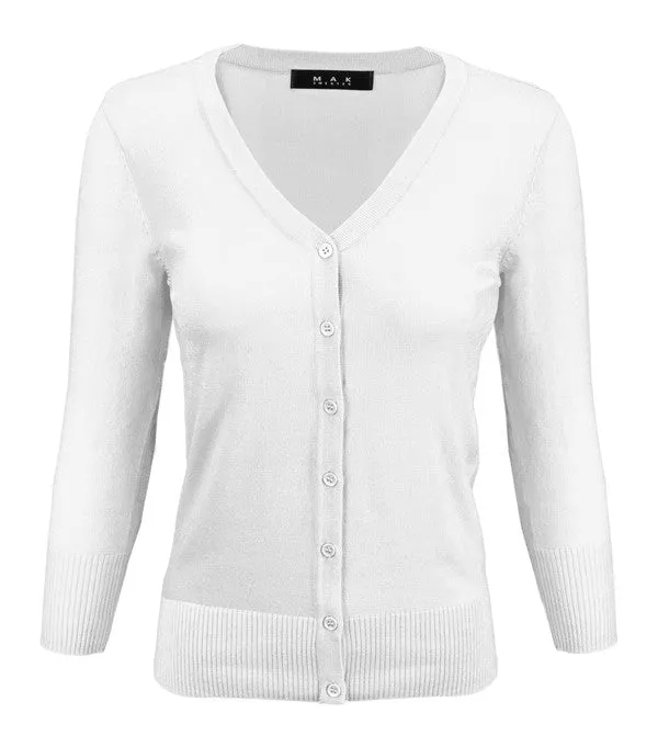 Mak V-Neck Button Down Knit Plus Size Cardigan Sweater