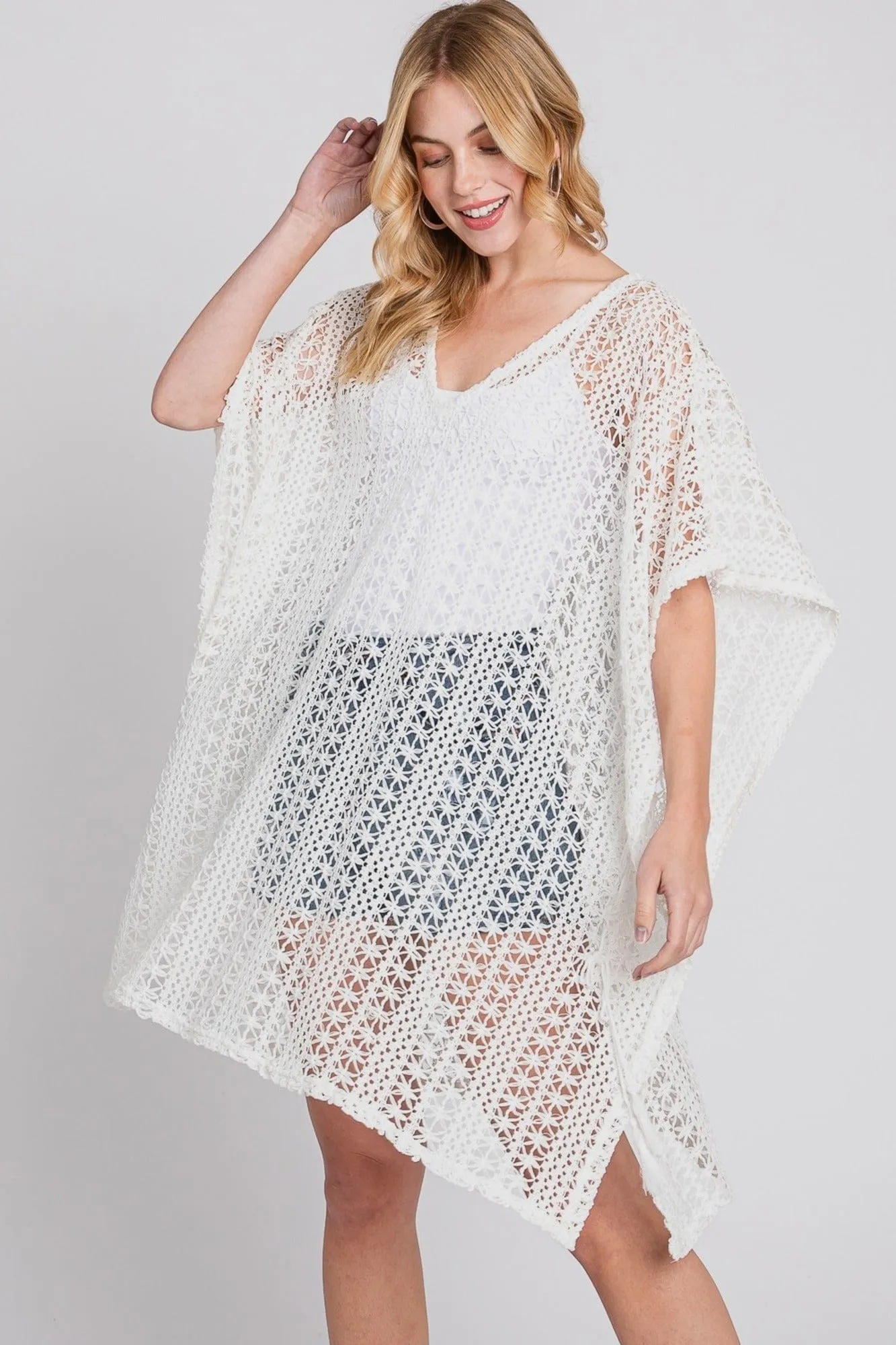 MS0342 Mia Crochet Cover Up Poncho