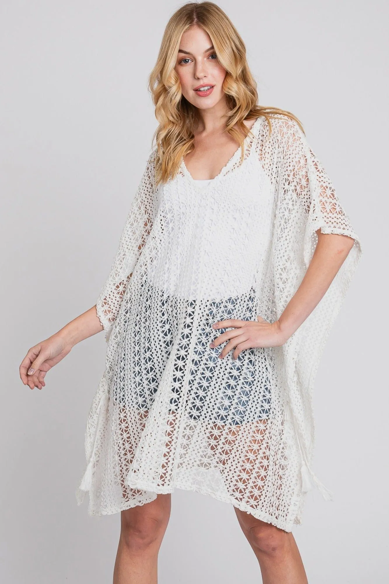 MS0342 Mia Crochet Cover Up Poncho