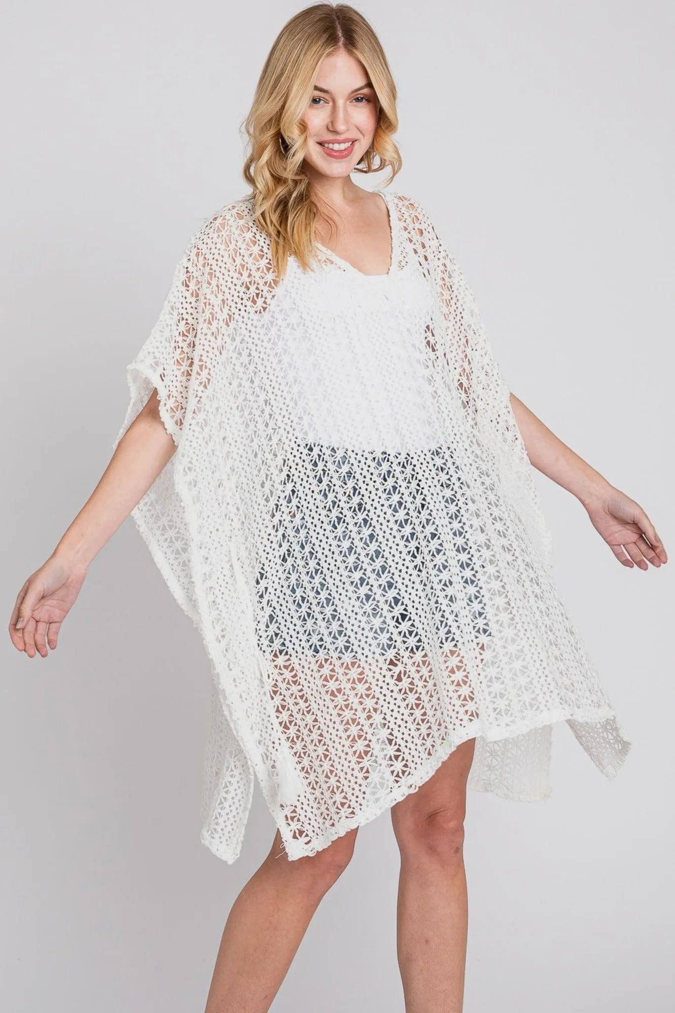 MS0342 Mia Crochet Cover Up Poncho