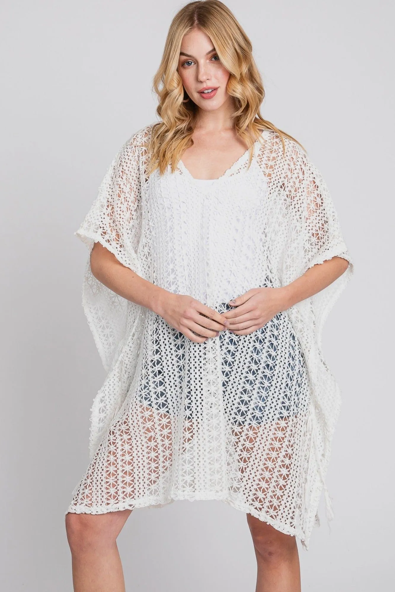 MS0342 Mia Crochet Cover Up Poncho