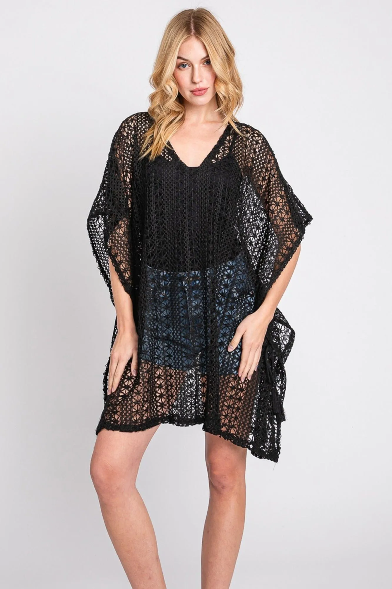 MS0342 Mia Crochet Cover Up Poncho