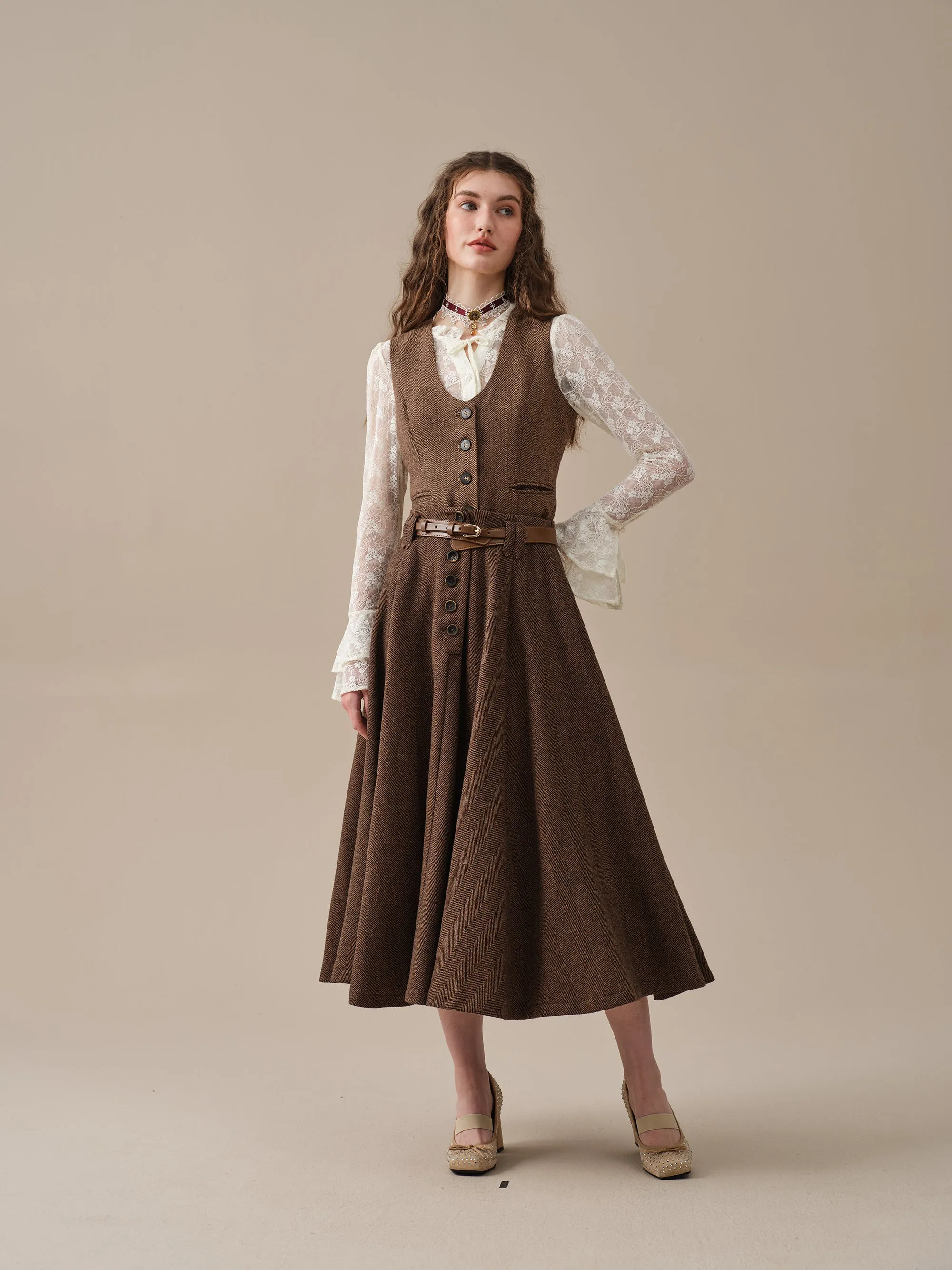 Norma 16 | Front buttoned wool skirt