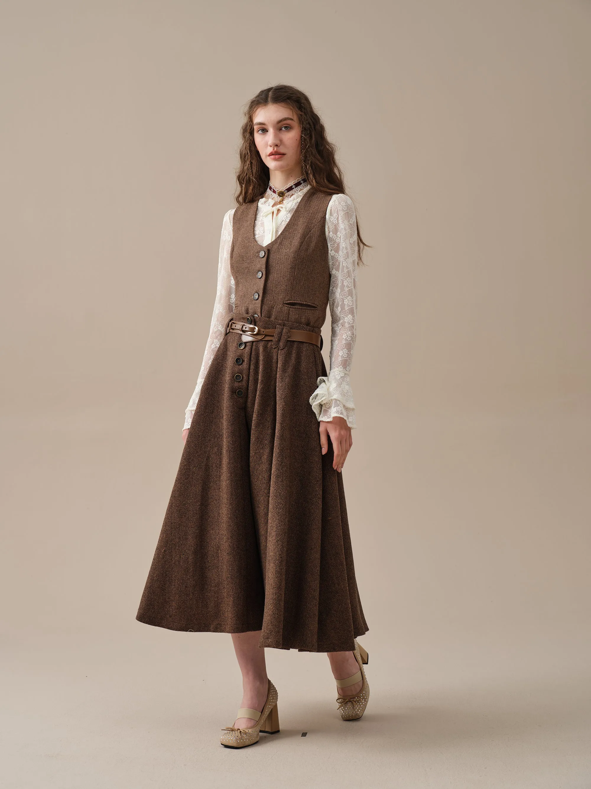 Norma 16 | Front buttoned wool skirt