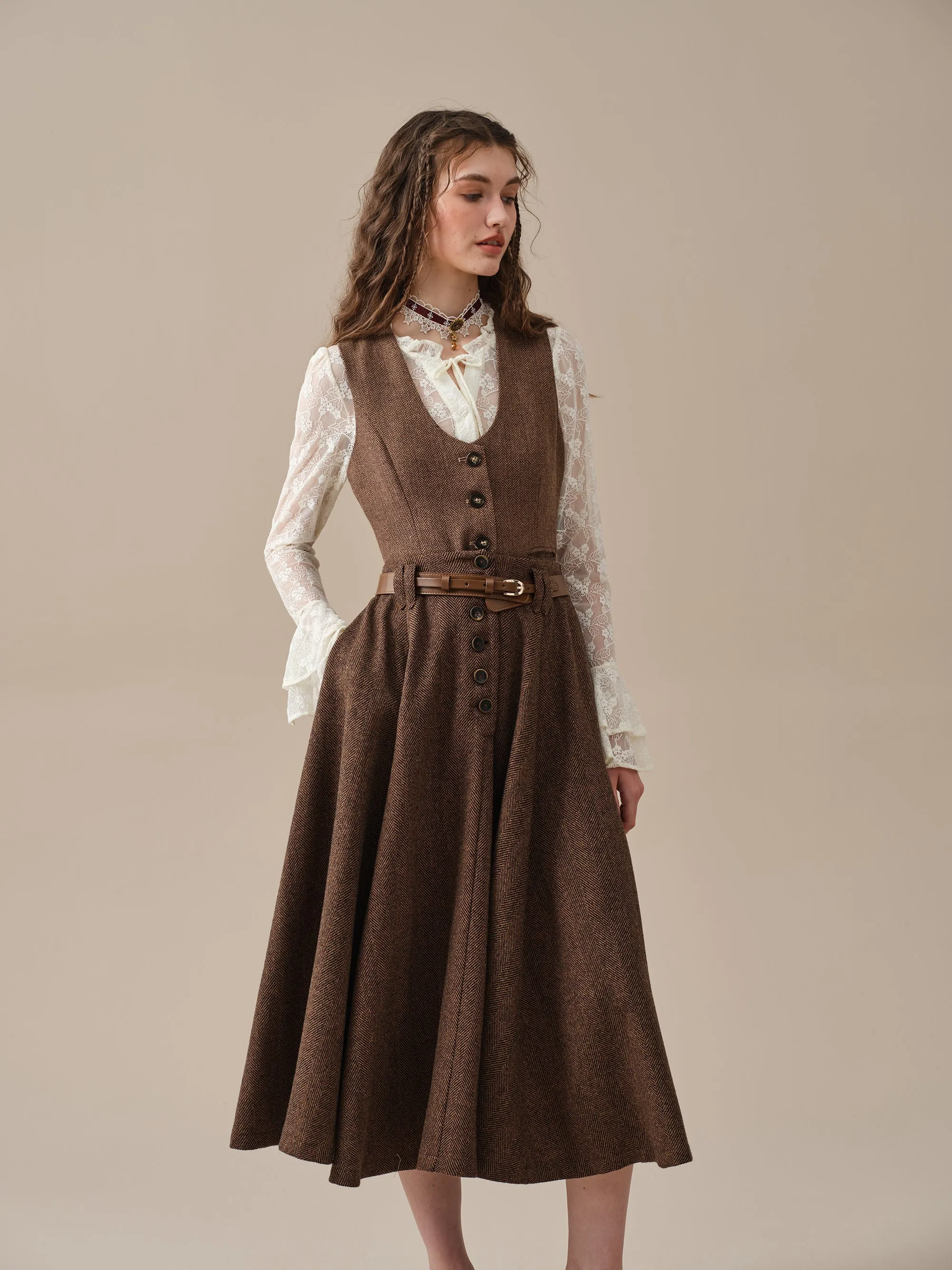 Norma 16 | Front buttoned wool skirt