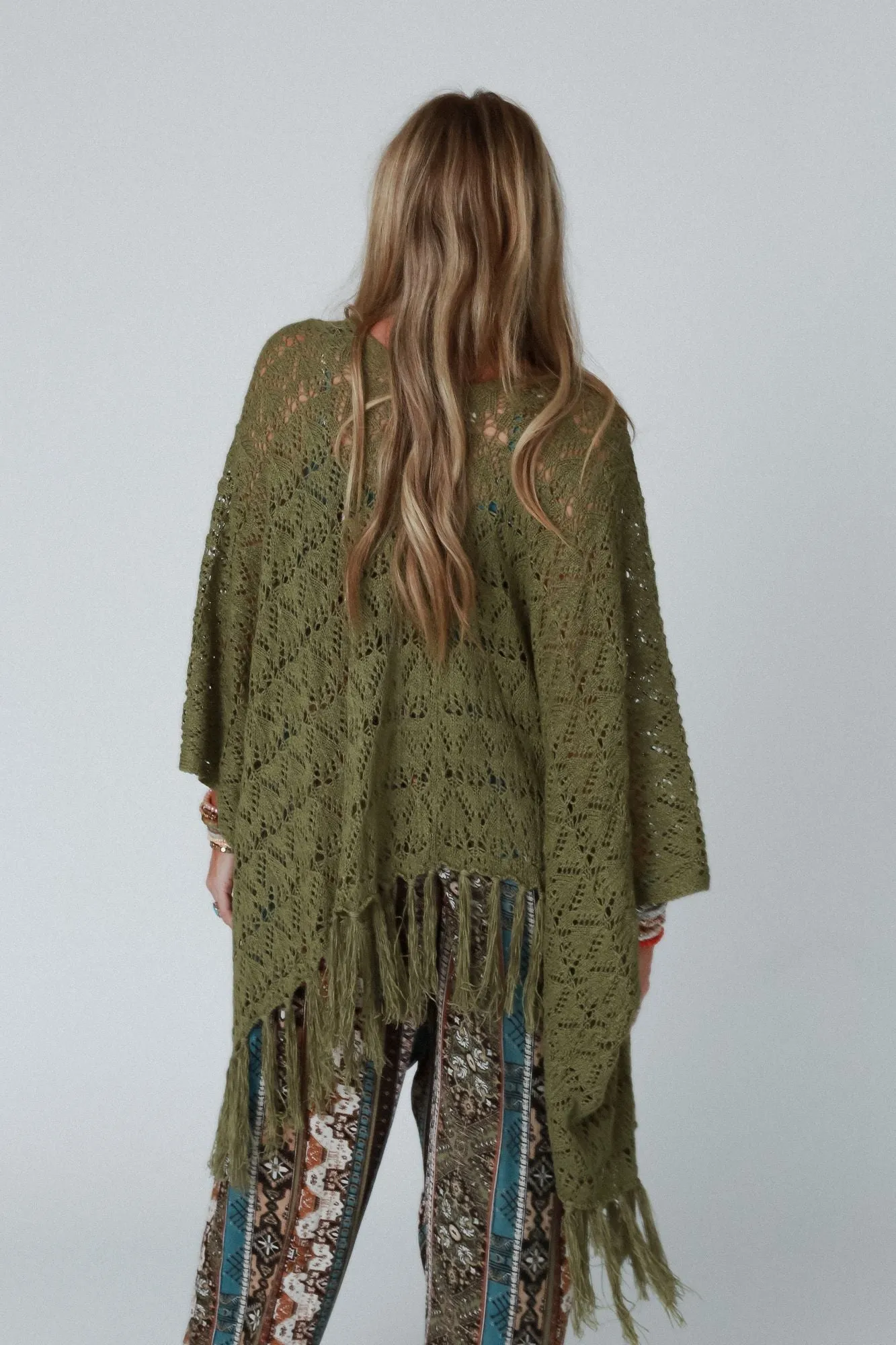 On The Fringe Kimono - Olive