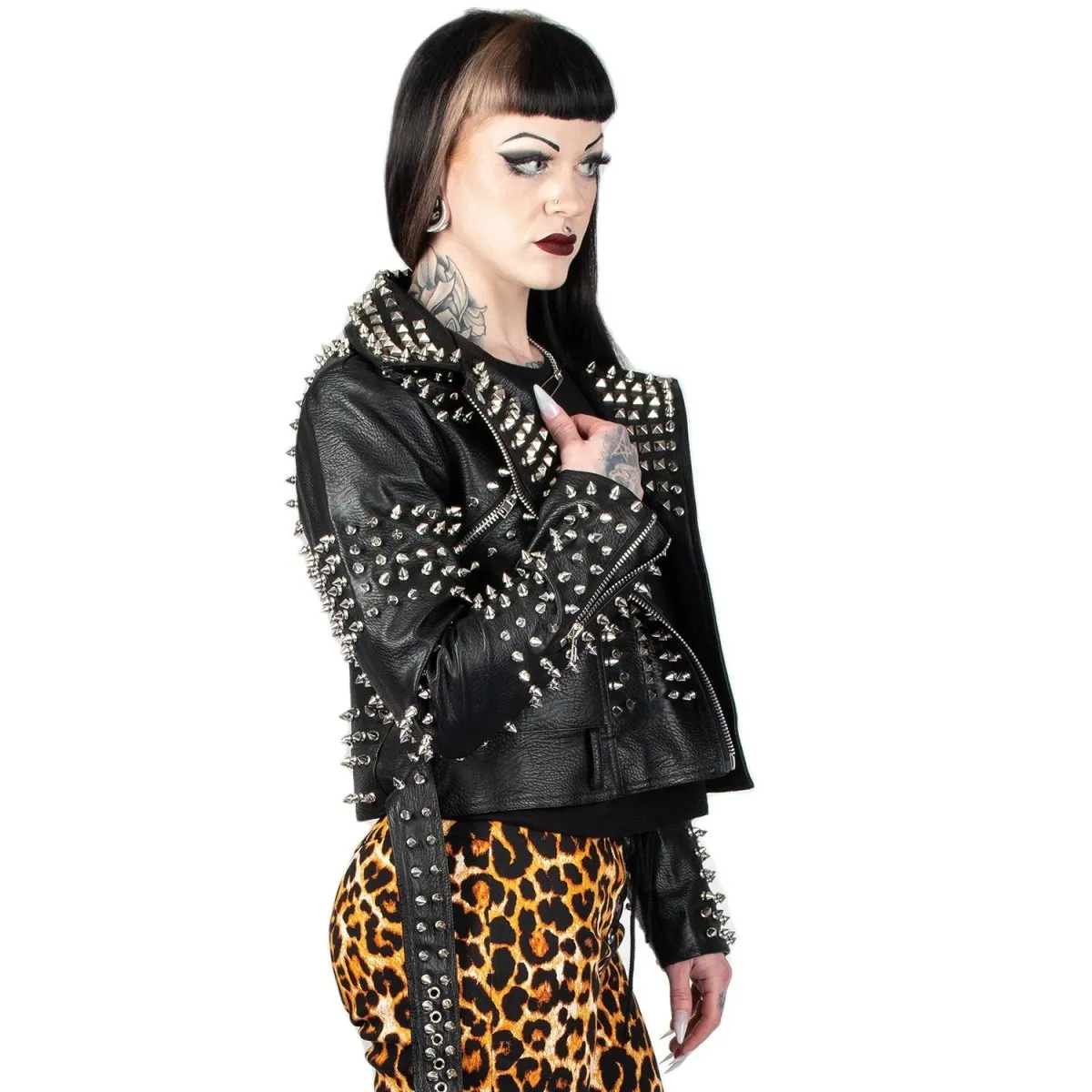 Orchid Bloom | Heavy Metal Studded Leather Jacket